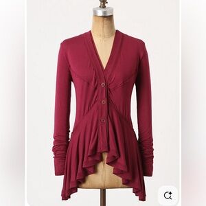 Bordeaux peplum top from Anthropologie Rich Magenta Knit Top M lkNEW 8 10 6